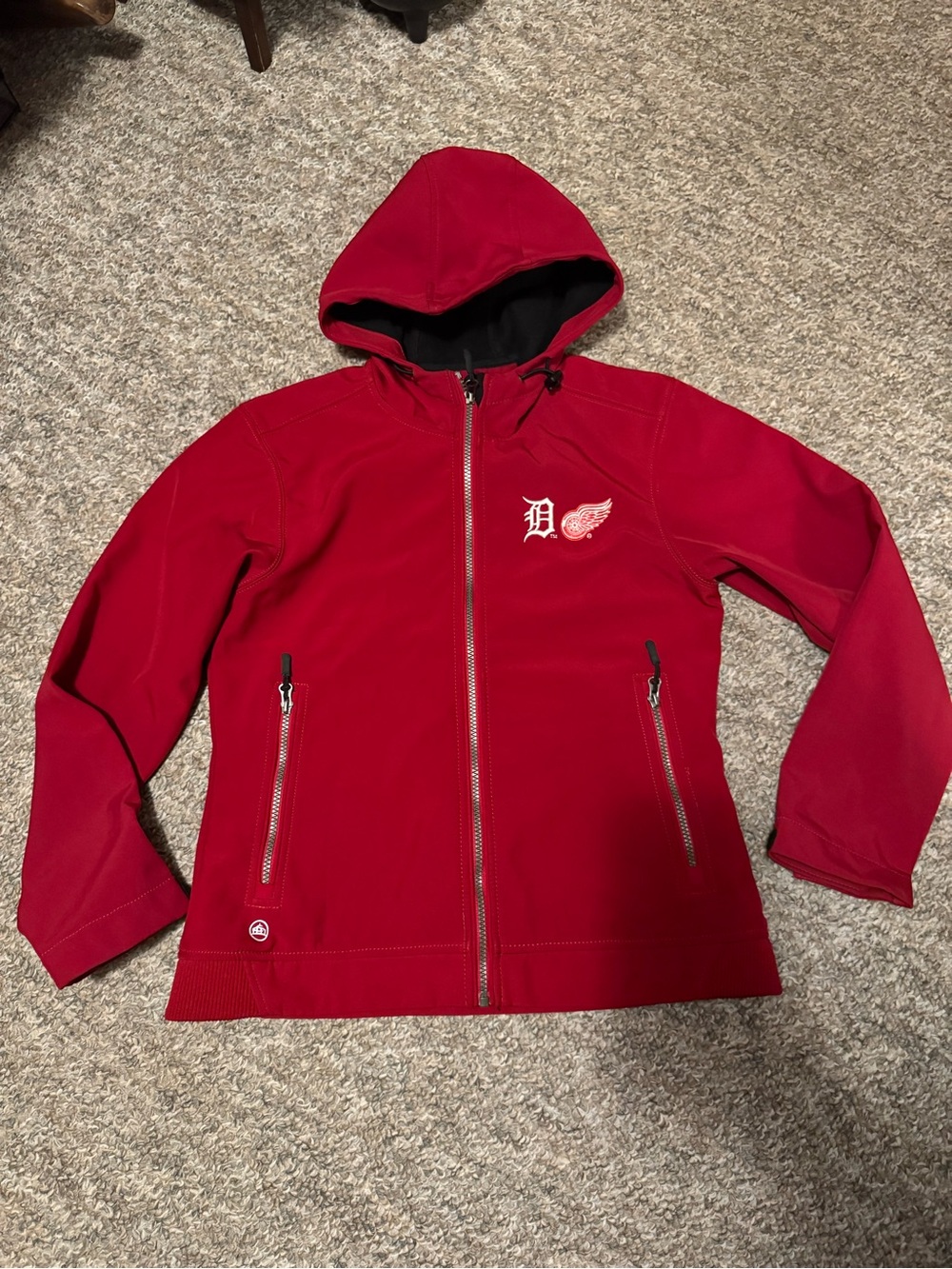 Duel Logo Detroit Tigers & Detroit Red Wings Red Hooded Softshell Jacket